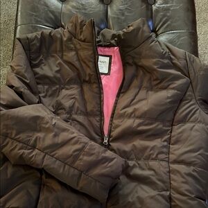 Old Navy Chocolate Quilted Jacket with Rose Lining